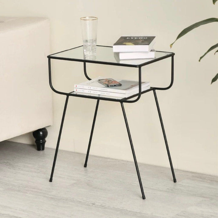 VITO Minimalist Wireframe Glass Side Table