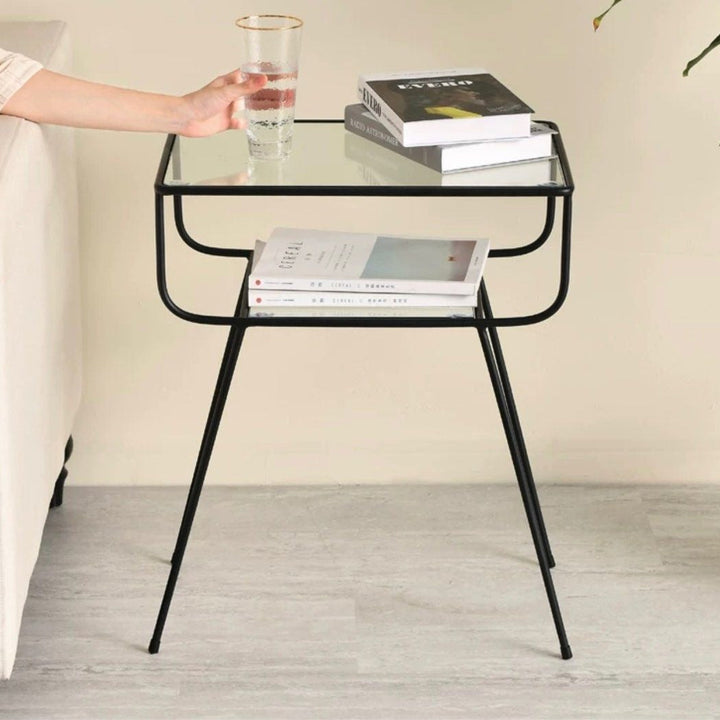 VITO Minimalist Wireframe Glass Side Table