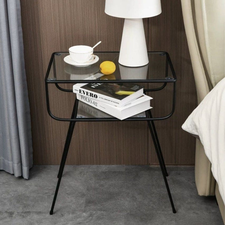VITO Minimalist Wireframe Glass Side Table