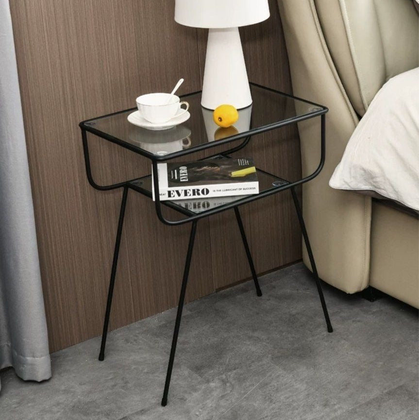 VITO Minimalist Wireframe Glass Side Table