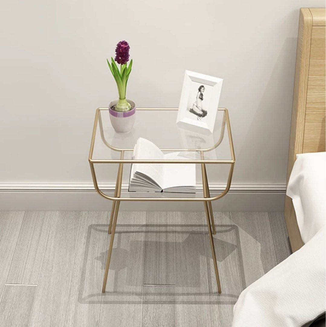 VITO Minimalist Wireframe Glass Side Table