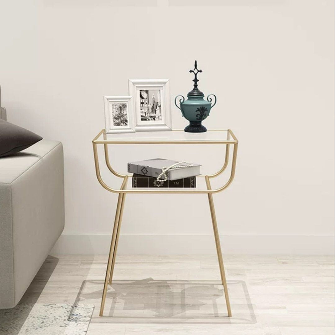 VITO Minimalist Wireframe Glass Side Table