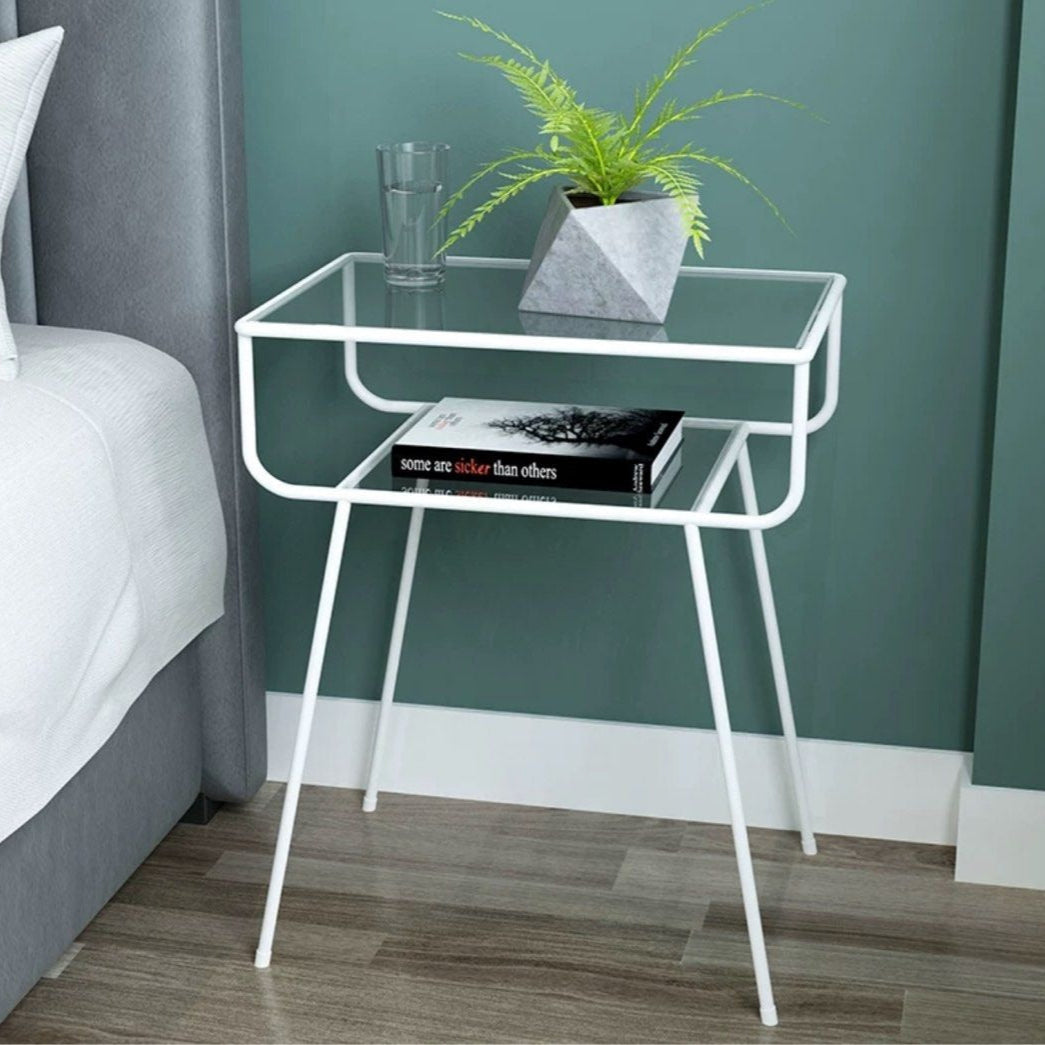 VITO Minimalist Wireframe Glass Side Table