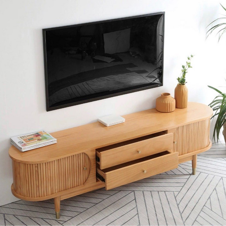 KORD Scandinavian Solid Pine Wood TV Console