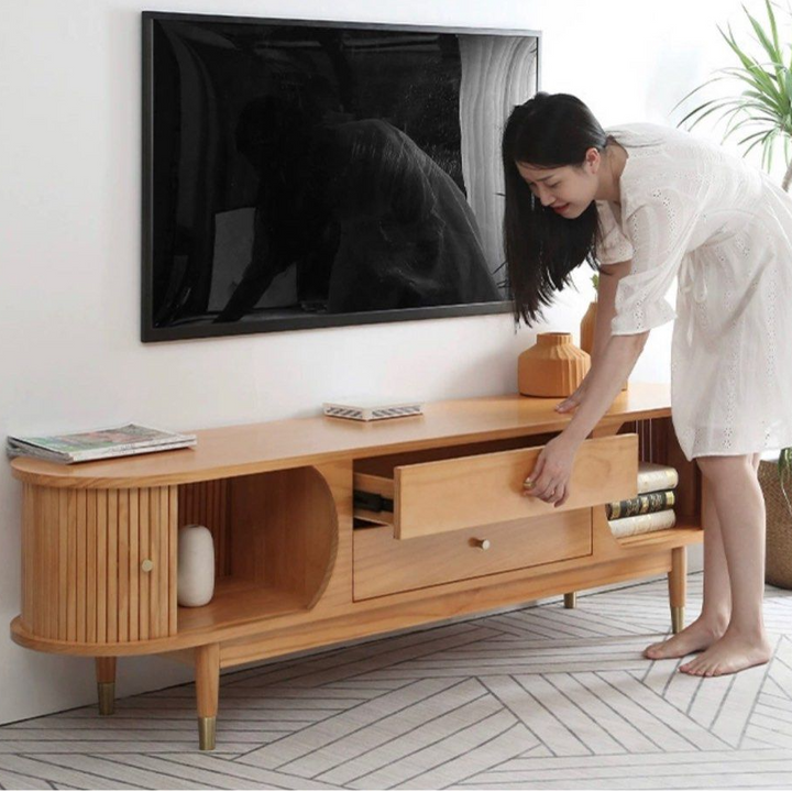 KORD Scandinavian Solid Pine Wood TV Console