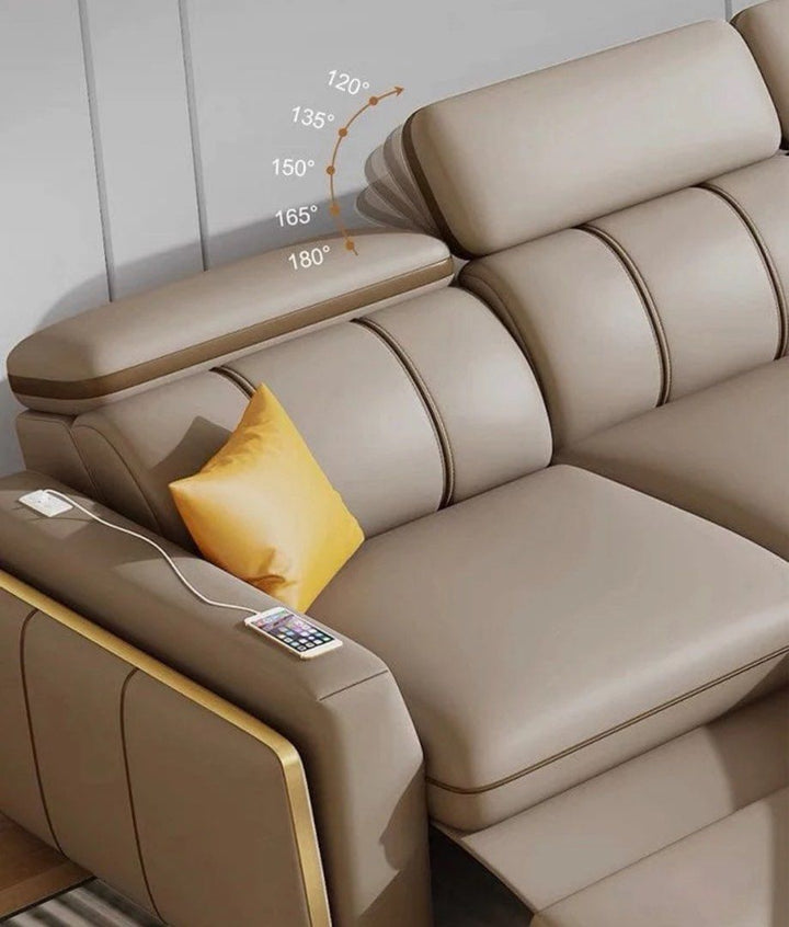 LUNESSA Electric Recliner Leather Storage Sofa