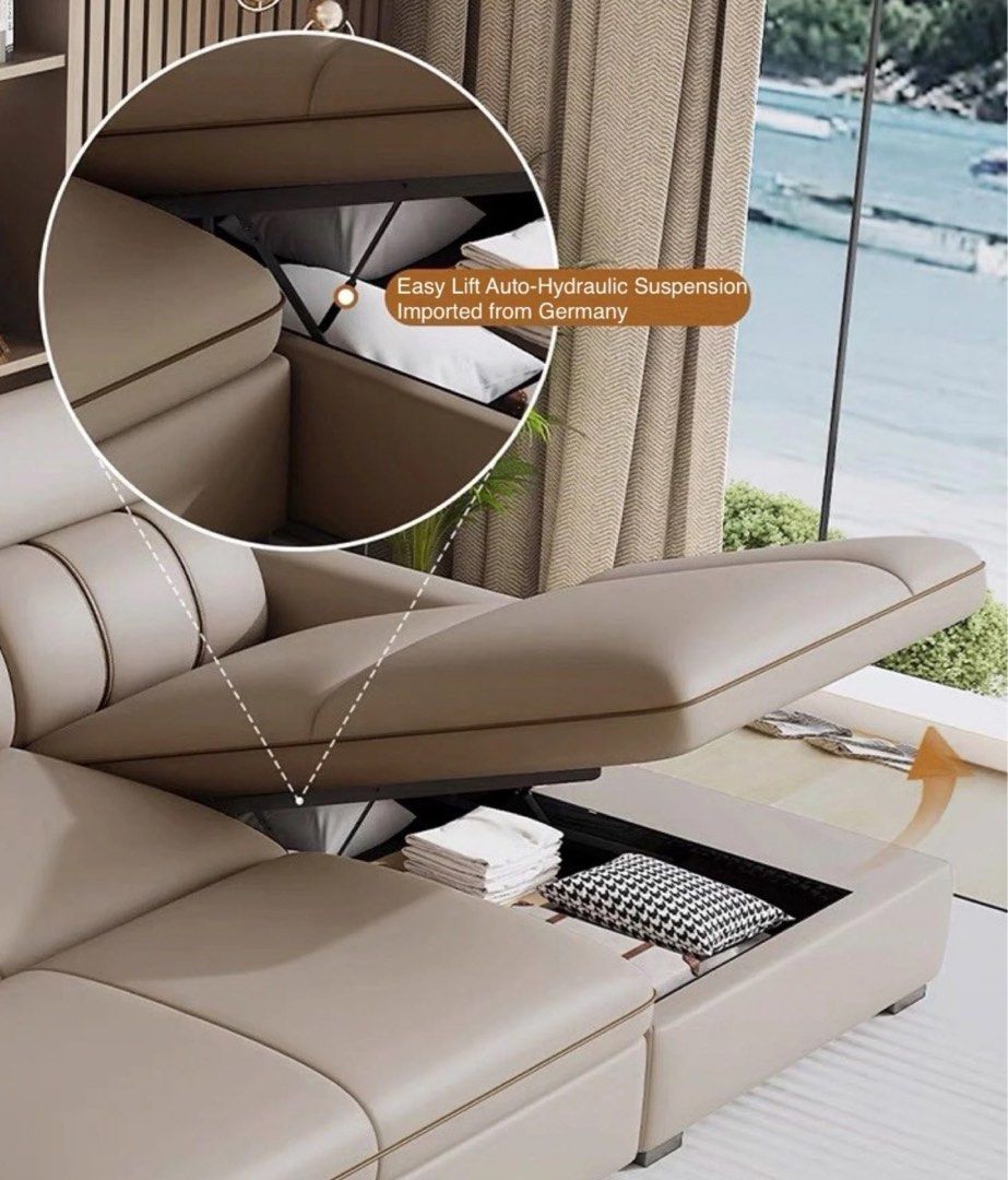 LUNESSA Electric Recliner Leather Storage Sofa
