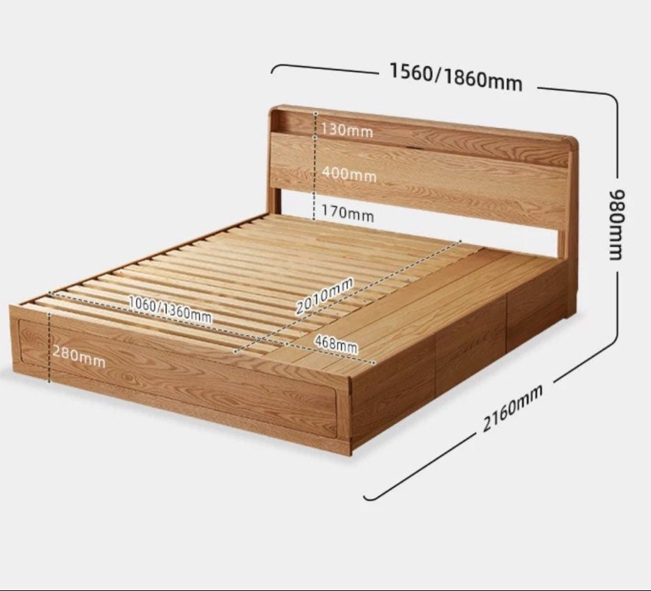 JAUPER Scandinavian Solid Wood Storage Bedframe