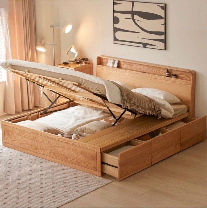 JAUPER Scandinavian Solid Wood Storage Bedframe
