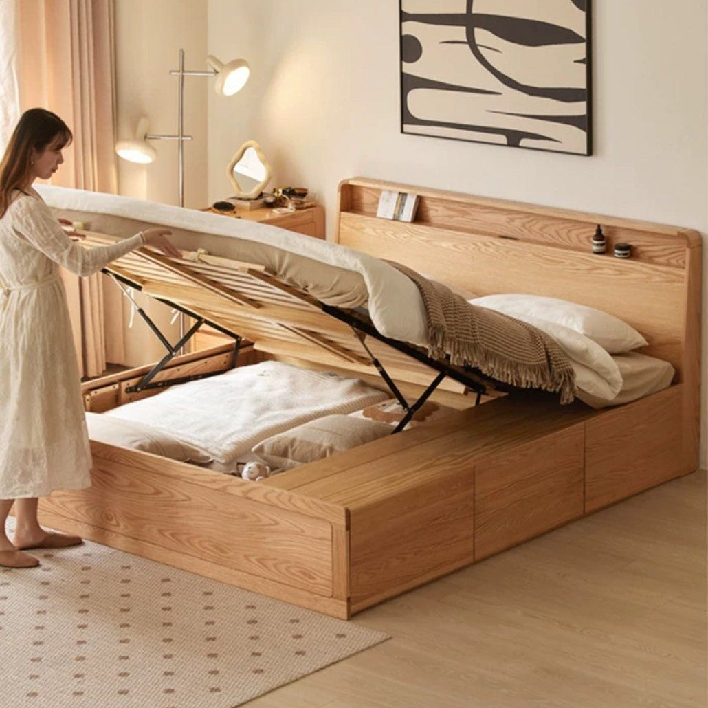 JAUPER Scandinavian Solid Wood Storage Bedframe