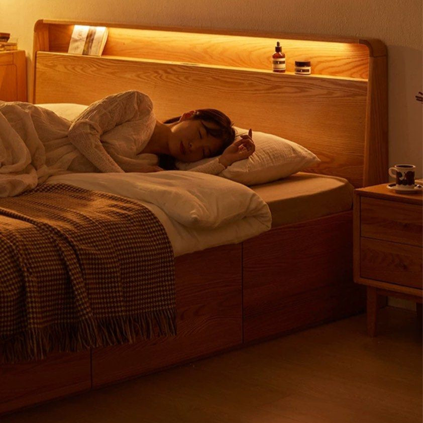 JAUPER Scandinavian Solid Wood Storage Bedframe