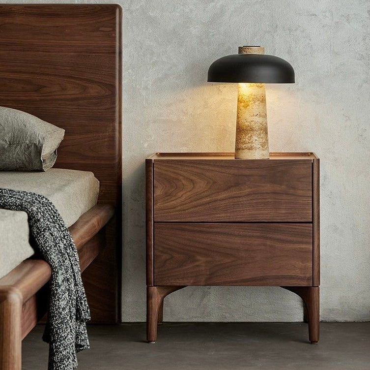 JAVIN Modern Walnut Wood Bedside Table