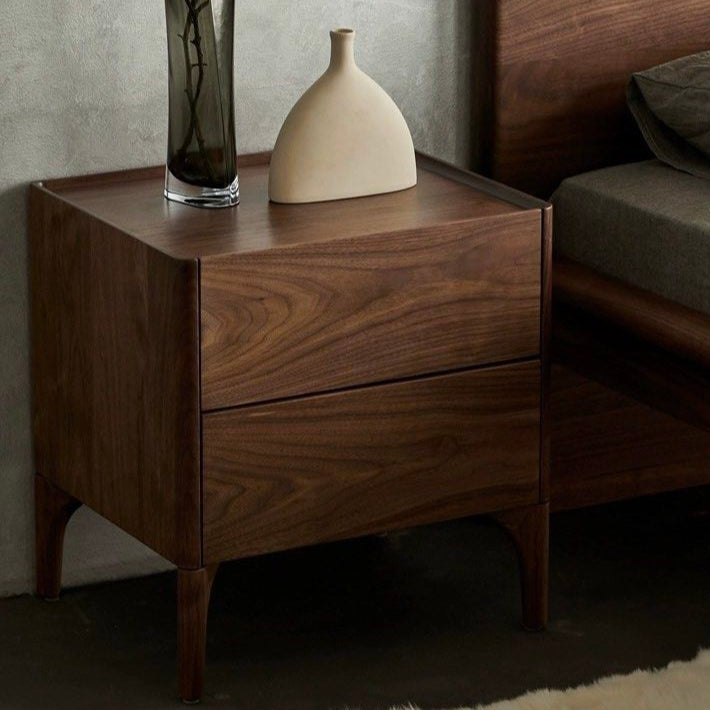 JAVIN Modern Walnut Wood Bedside Table