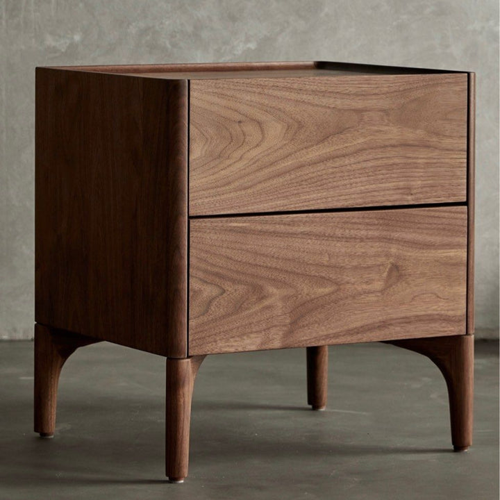 JAVIN Modern Walnut Wood Bedside Table