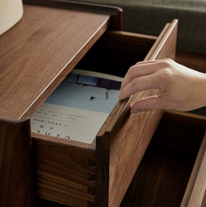 JAVIN Modern Walnut Wood Bedside Table