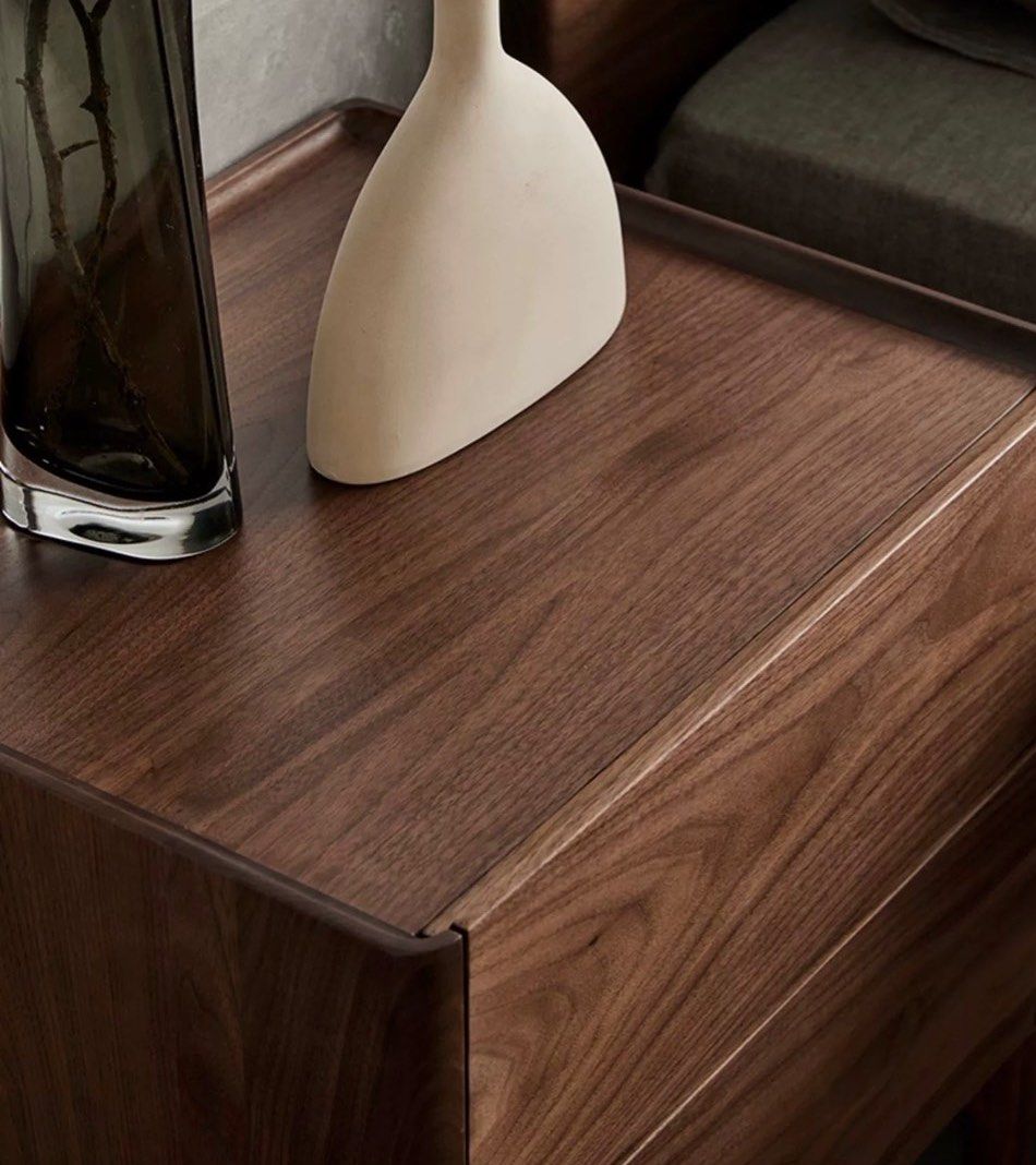 JAVIN Modern Walnut Wood Bedside Table