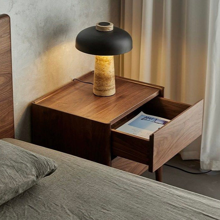 JAVIN Modern Walnut Wood Bedside Table