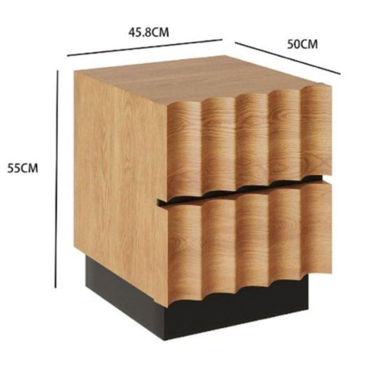 JOSENS Modern Fluted Solid Wood Bedside Table