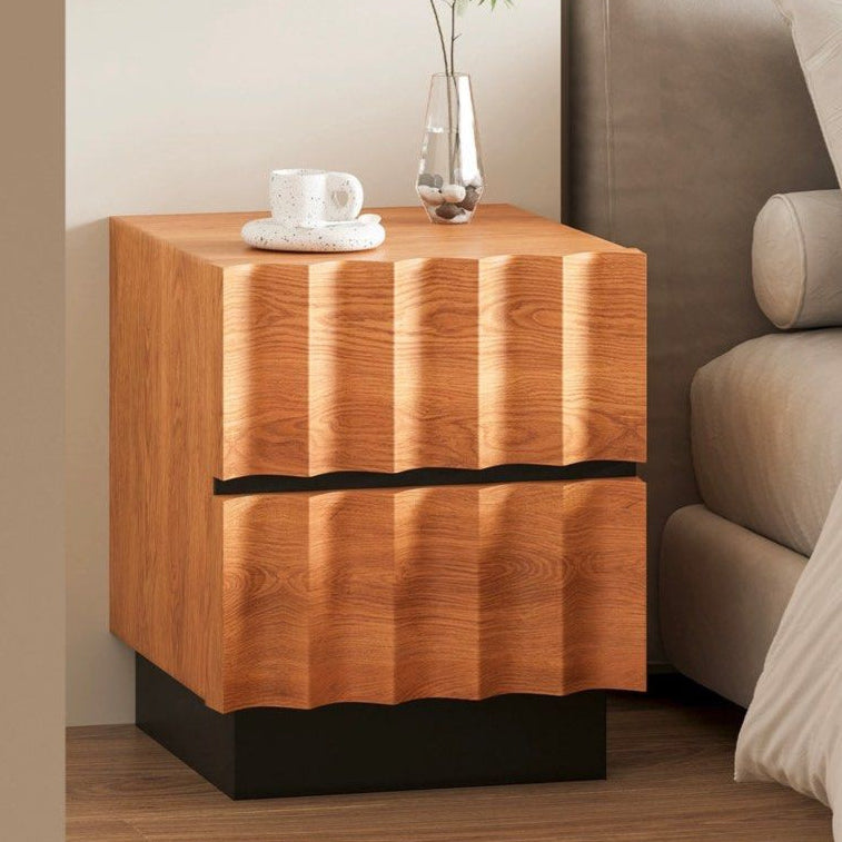 JOSENS Modern Fluted Solid Wood Bedside Table