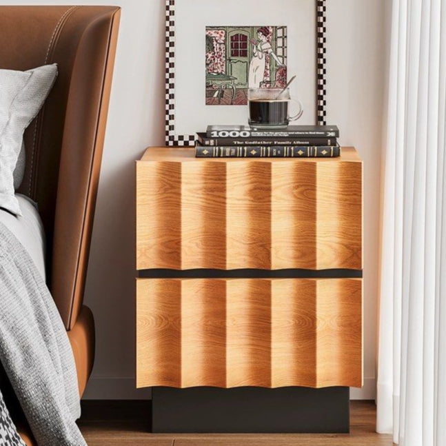 JOSENS Modern Fluted Solid Wood Bedside Table