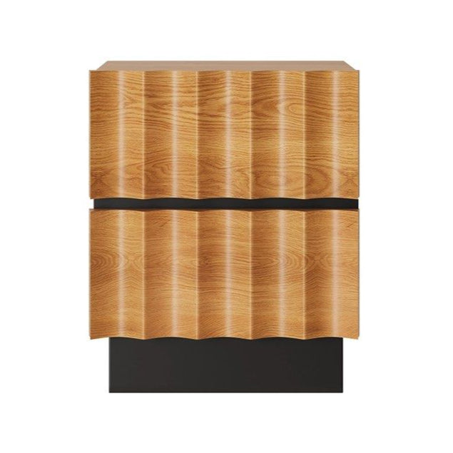 JOSENS Modern Fluted Solid Wood Bedside Table
