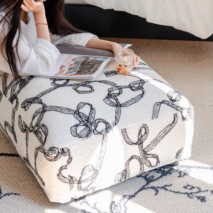 LENORA Eclectic Boucle Pouf