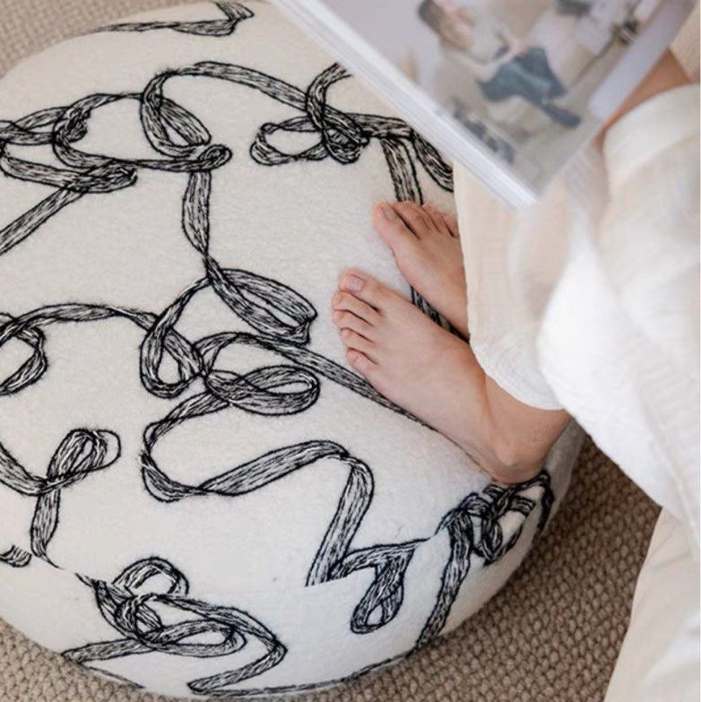 LENORA Eclectic Boucle Pouf