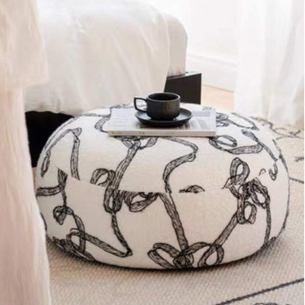LENORA Eclectic Boucle Pouf