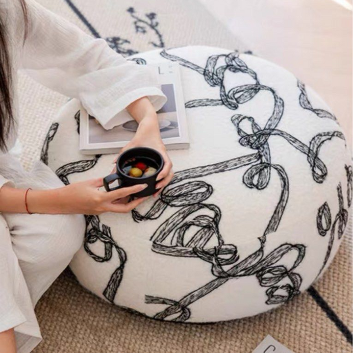LENORA Eclectic Boucle Pouf