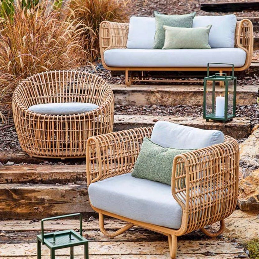 MELTIA Modern Outdoor Rattan Sofa