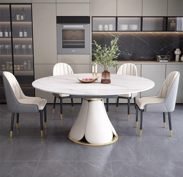 THEON Extendable Round Sintered Stone Dining Table