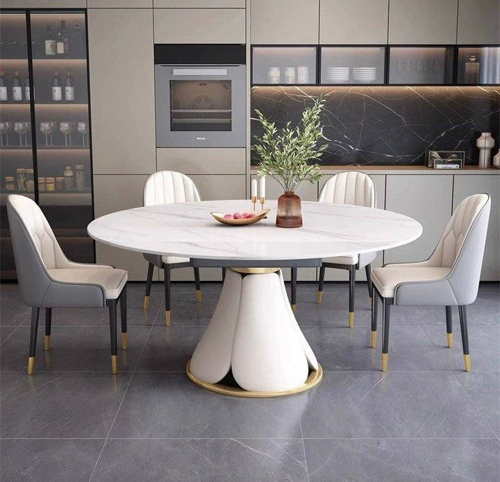 THEON Extendable Round Sintered Stone Dining Table