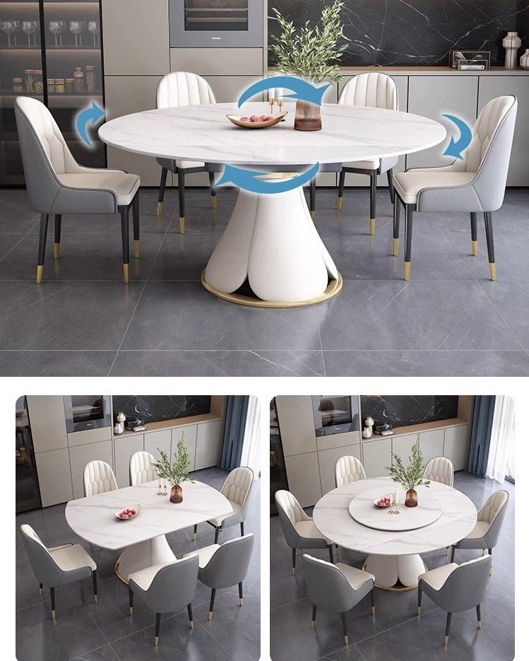 THEON Extendable Round Sintered Stone Dining Table