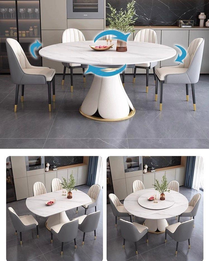 THEON Extendable Round Sintered Stone Dining Table