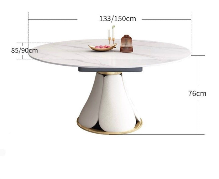 THEON Extendable Round Sintered Stone Dining Table
