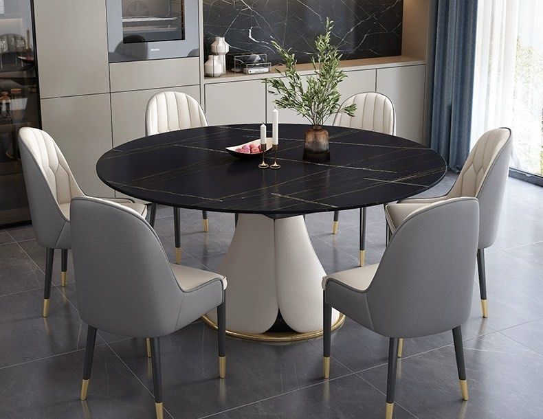 THEON Extendable Round Sintered Stone Dining Table