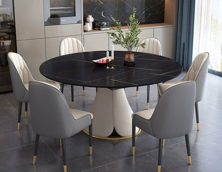 THEON Extendable Round Sintered Stone Dining Table