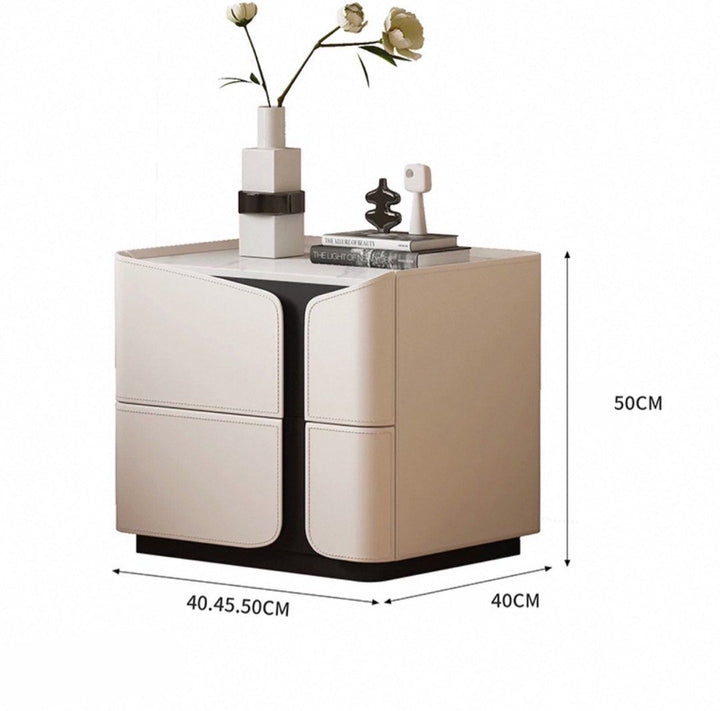 THOR Modern Saddle Leather Bedside Table