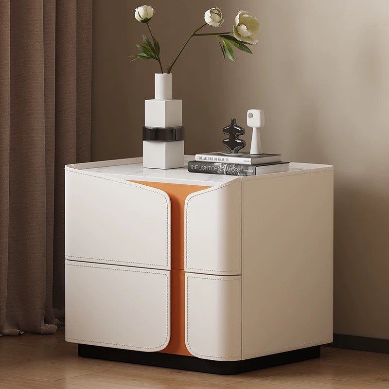 THOR Modern Saddle Leather Bedside Table