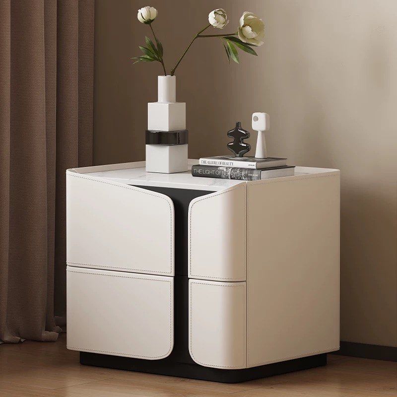 THOR Modern Saddle Leather Bedside Table