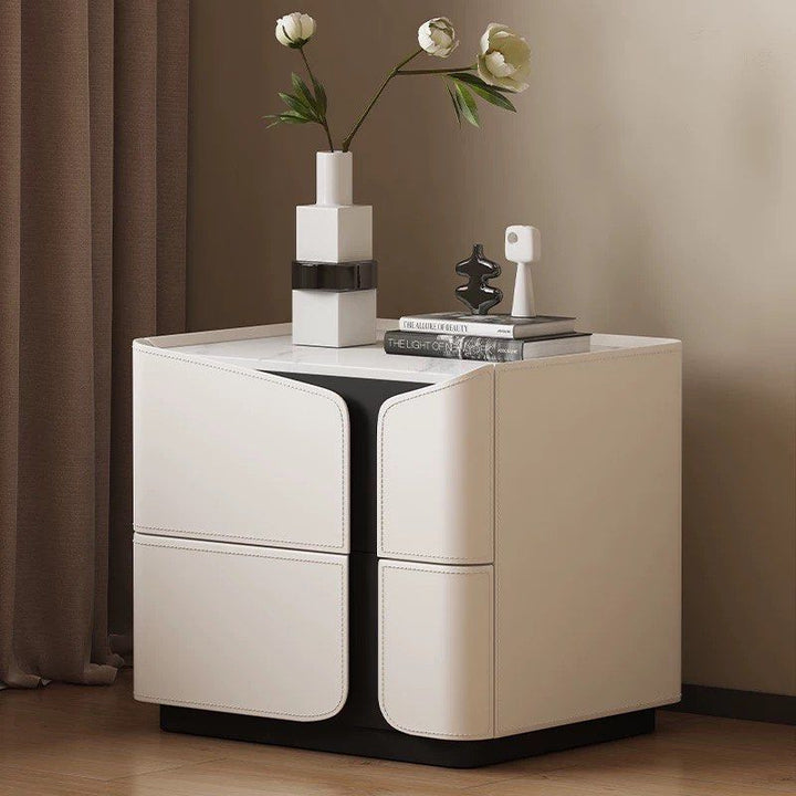 THOR Modern Saddle Leather Bedside Table