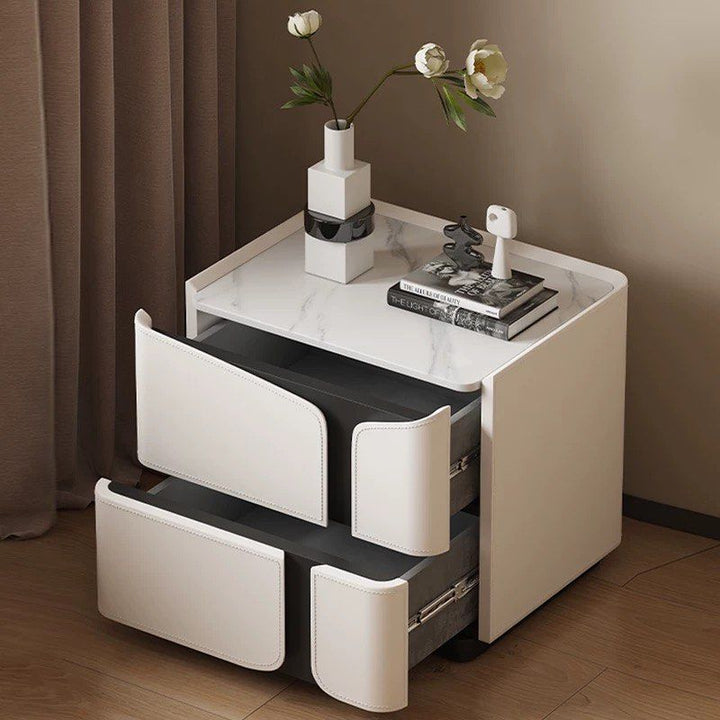 THOR Modern Saddle Leather Bedside Table