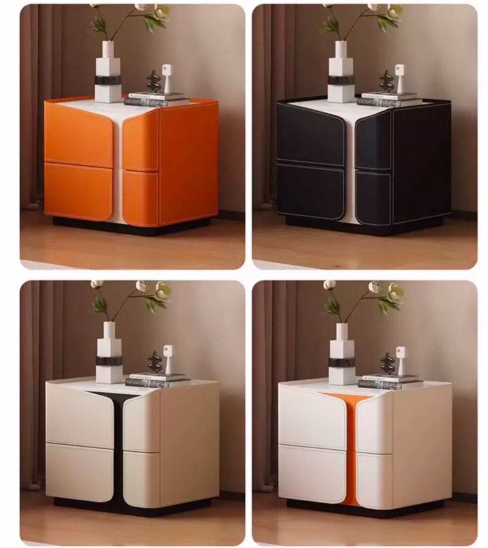 THOR Modern Saddle Leather Bedside Table