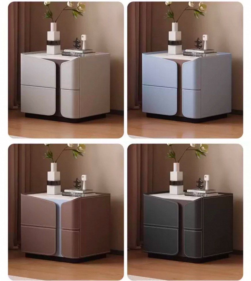 THOR Modern Saddle Leather Bedside Table