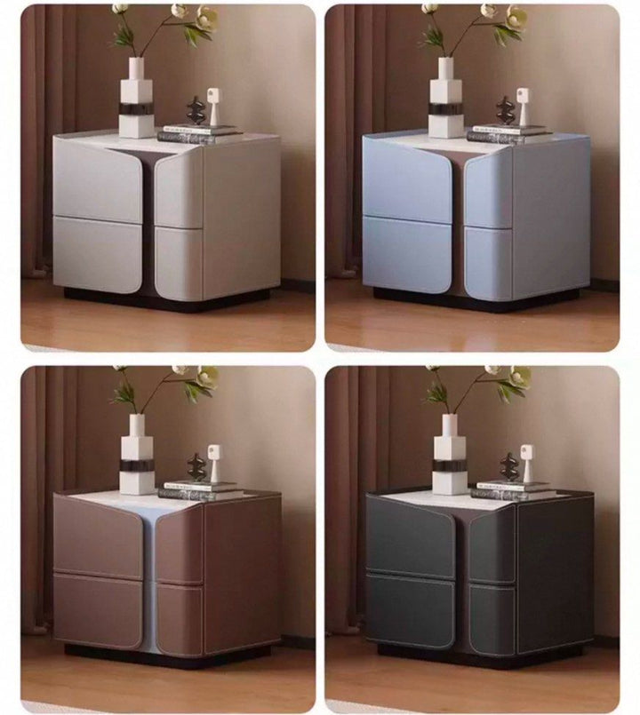 THOR Modern Saddle Leather Bedside Table