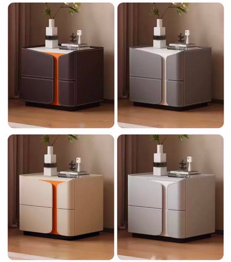 THOR Modern Saddle Leather Bedside Table