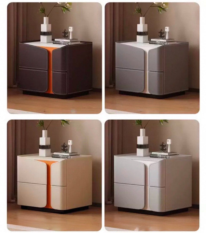 THOR Modern Saddle Leather Bedside Table