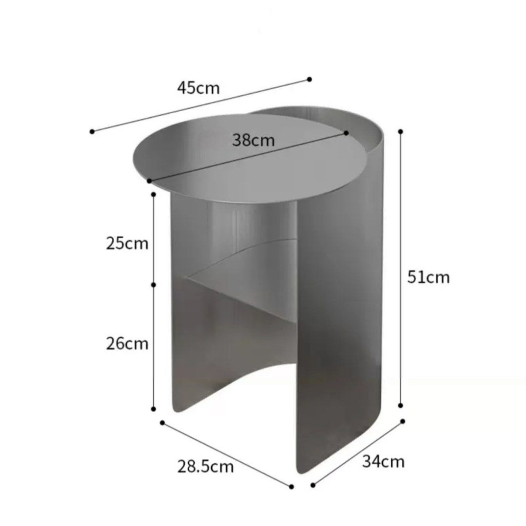 TARAZA Modern Stainless Steel Side Table