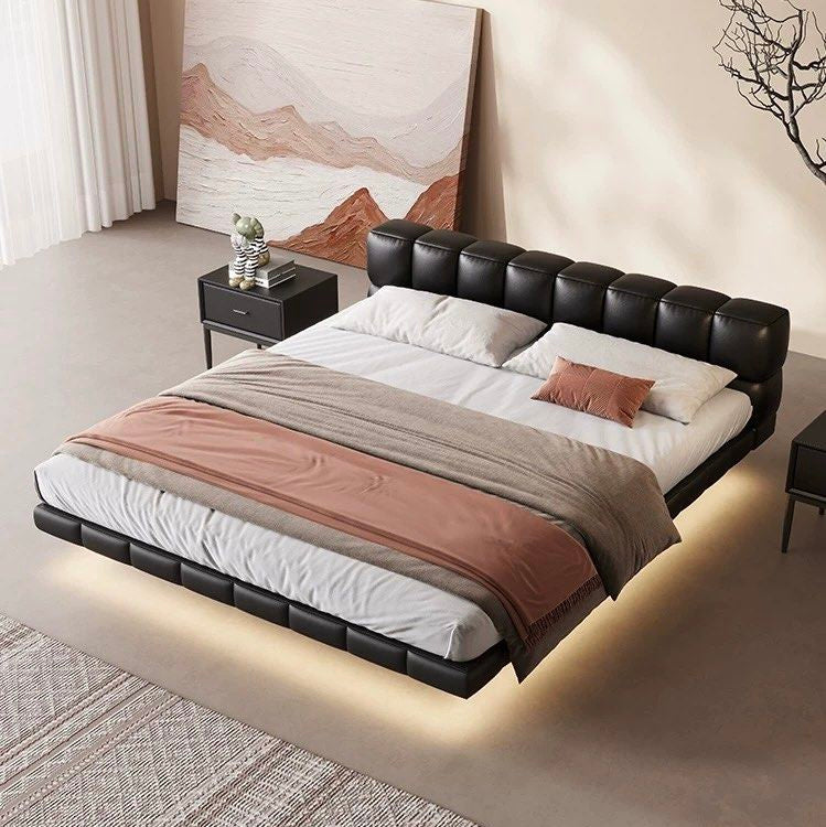 KALVAR Modern Leather Floating Bedframe