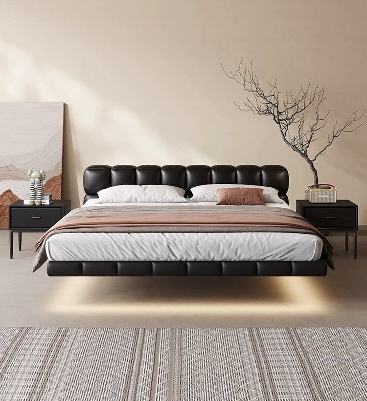KALVAR Modern Leather Floating Bedframe